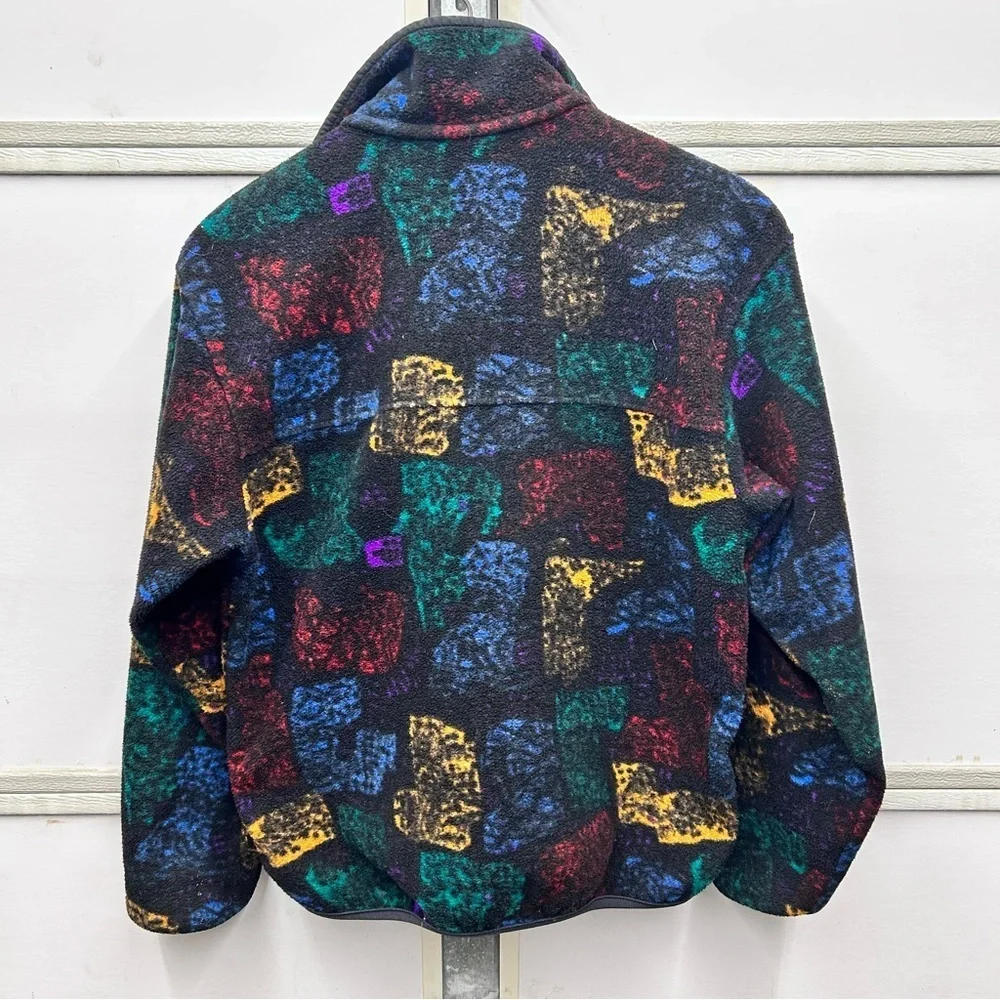 Vintage Obermeyer Fleece Jacket 90s Colorful Zip Front Made in USA Size Medium